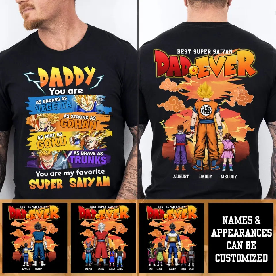 Best Dad Ever - Personalized Custom Double-side T-shirt - Father's Day Gift For Dad, Family Members