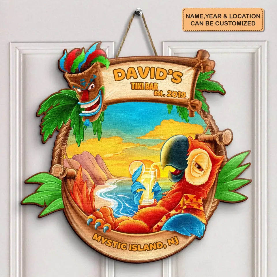 Tiki Bar - Personalized Custom Door Sign - Summer Gift For Your Friends, Family Member, Bestie