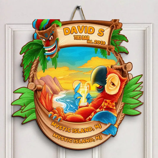 Tiki Bar - Personalized Custom Door Sign - Summer Gift For Your Friends, Family Member, Bestie