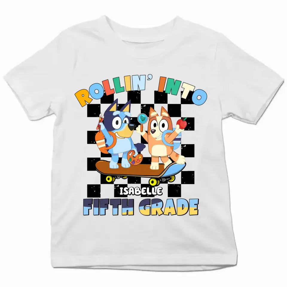 Rolling Into Kindergarten - Personalized Custom Youth T-shirt - Back To School Gift For Kid