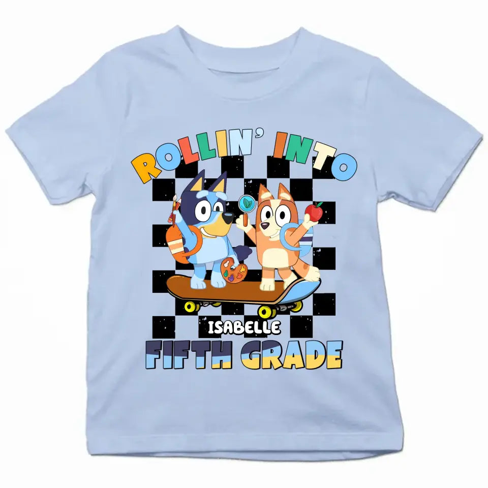 Rolling Into Kindergarten - Personalized Custom Youth T-shirt - Back To School Gift For Kid