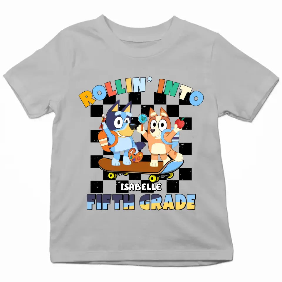 Rolling Into Kindergarten - Personalized Custom Youth T-shirt - Back To School Gift For Kid