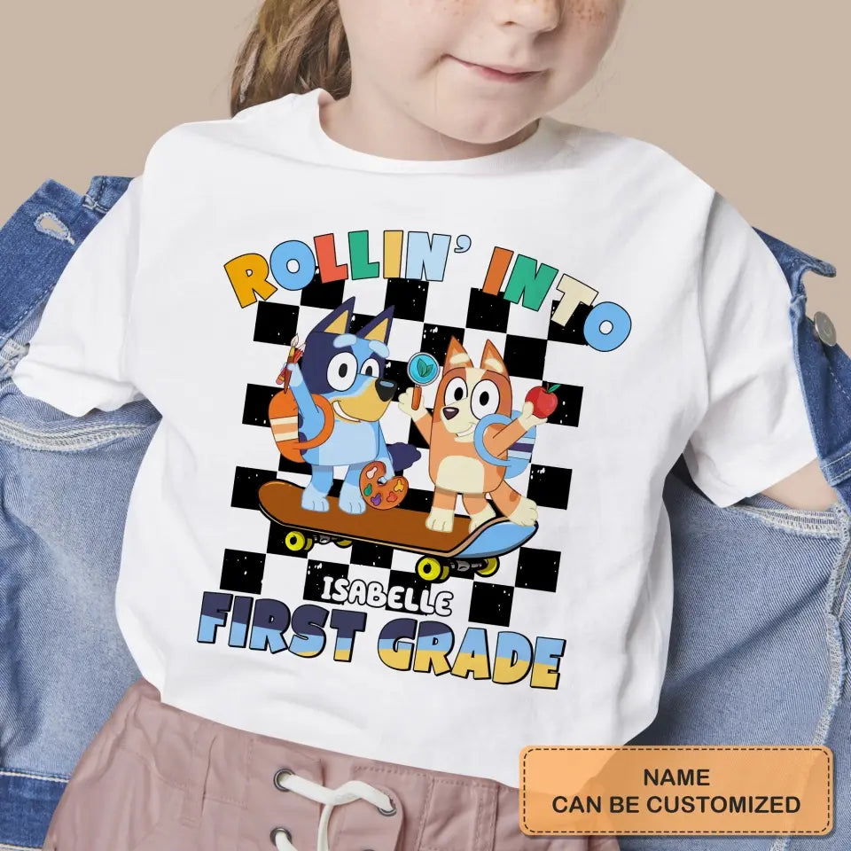 Rolling Into Kindergarten - Personalized Custom Youth T-shirt - Back To School Gift For Kid