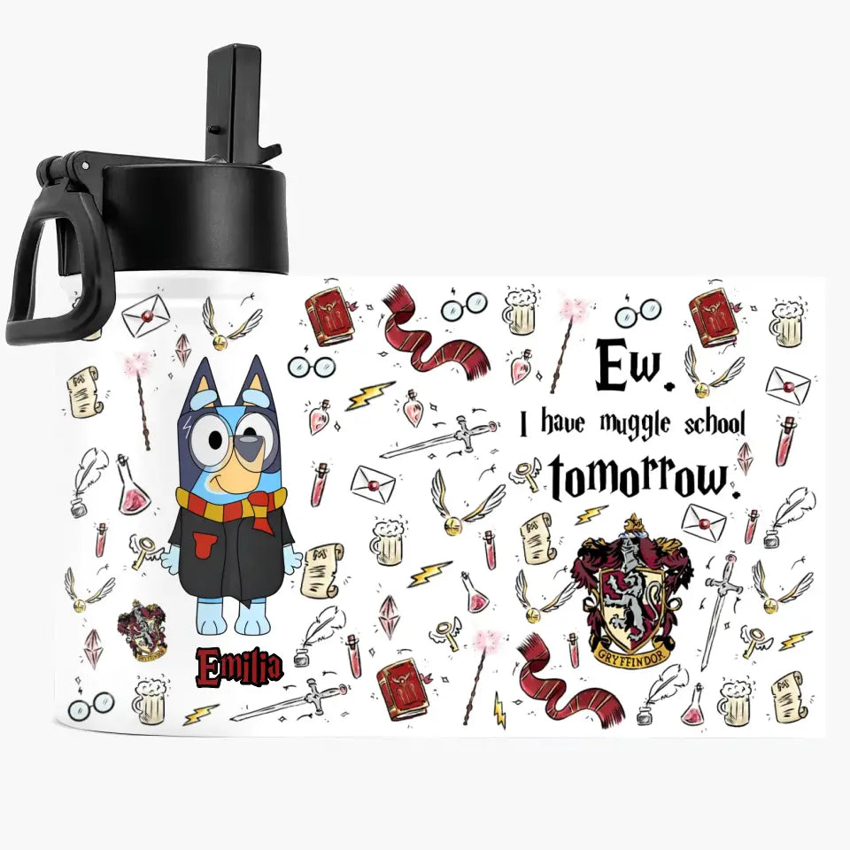 I Have Muggle School Tomorrow - Personalized Custom Kids Insulated Bottle - Birthday, Back To School, Kindergarten, First, Second, Third, Fourth, Fifth Grade, Pre-K Gift For Kids