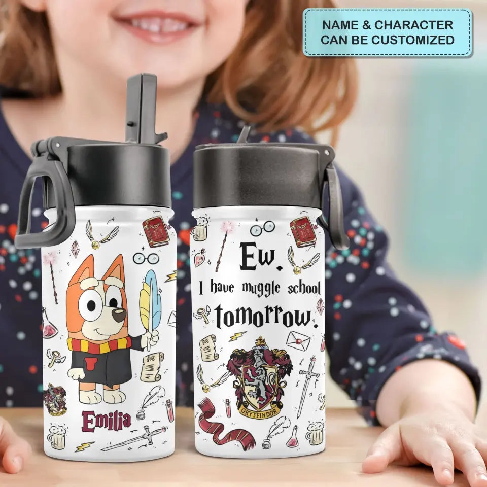 I Have Muggle School Tomorrow - Personalized Custom Kids Insulated Bottle - Birthday, Back To School, Kindergarten, First, Second, Third, Fourth, Fifth Grade, Pre-K Gift For Kids