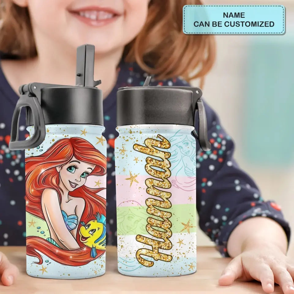 Princess Bottle - Personalized Custom Kids Insulated Bottle - Birthday, Back To School, Kindergarten, First, Second, Third, Fourth, Fifth Grade, Pre-K Gift For Kids