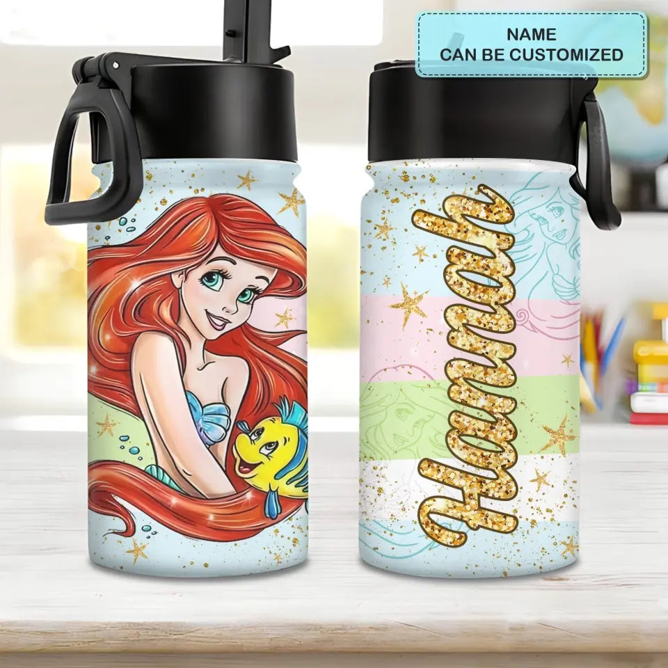 Princess Bottle - Personalized Custom Kids Insulated Bottle - Birthday, Back To School, Kindergarten, First, Second, Third, Fourth, Fifth Grade, Pre-K Gift For Kids