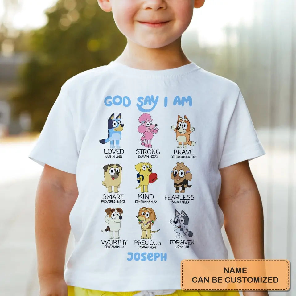 Gods Say I Am - Personalized Custom Youth T-shirt - Birthday, Back To School, Kindergarten, First, Second, Third, Fourth, Fifth Grade, Pre-K Gift For Kids