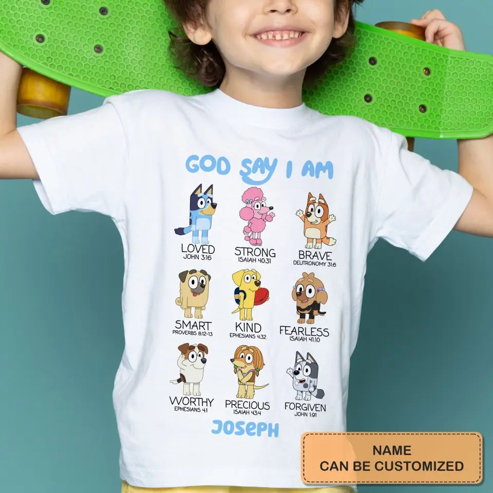 Gods Say I Am - Personalized Custom Youth T-shirt - Birthday, Back To School, Kindergarten, First, Second, Third, Fourth, Fifth Grade, Pre-K Gift For Kids