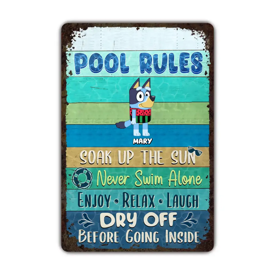 Pool Rules - Personalized Custom Metal Sign - Summer Gift For Family Members