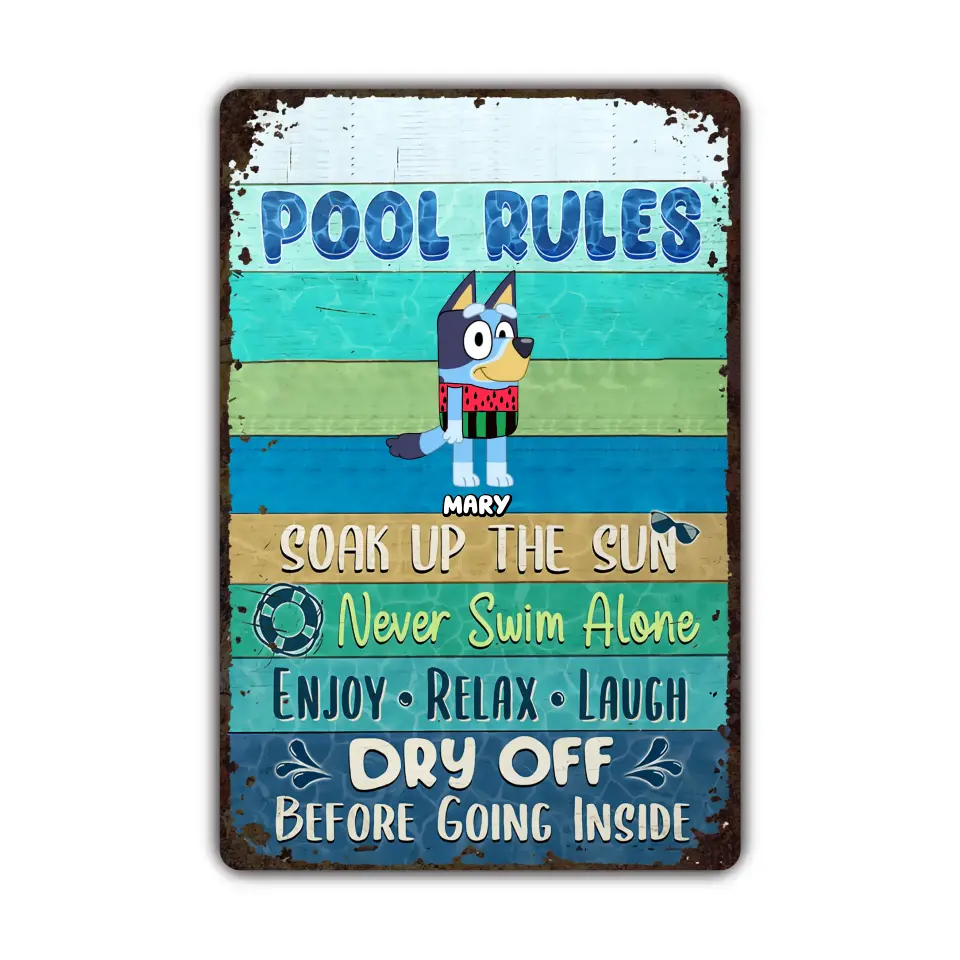 Pool Rules - Personalized Custom Metal Sign - Summer Gift For Family Members
