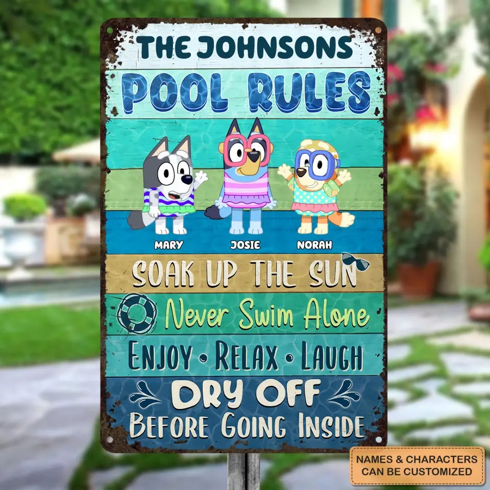 Pool Rules - Personalized Custom Metal Sign - Summer Gift For Family Members