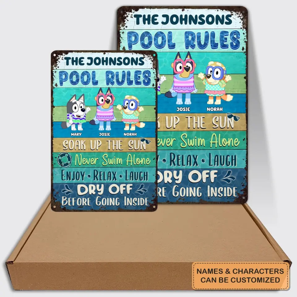 Pool Rules - Personalized Custom Metal Sign - Summer Gift For Family Members