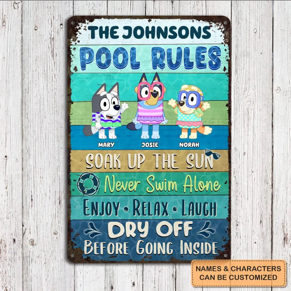 Pool Rules - Personalized Custom Metal Sign - Summer Gift For Family Members