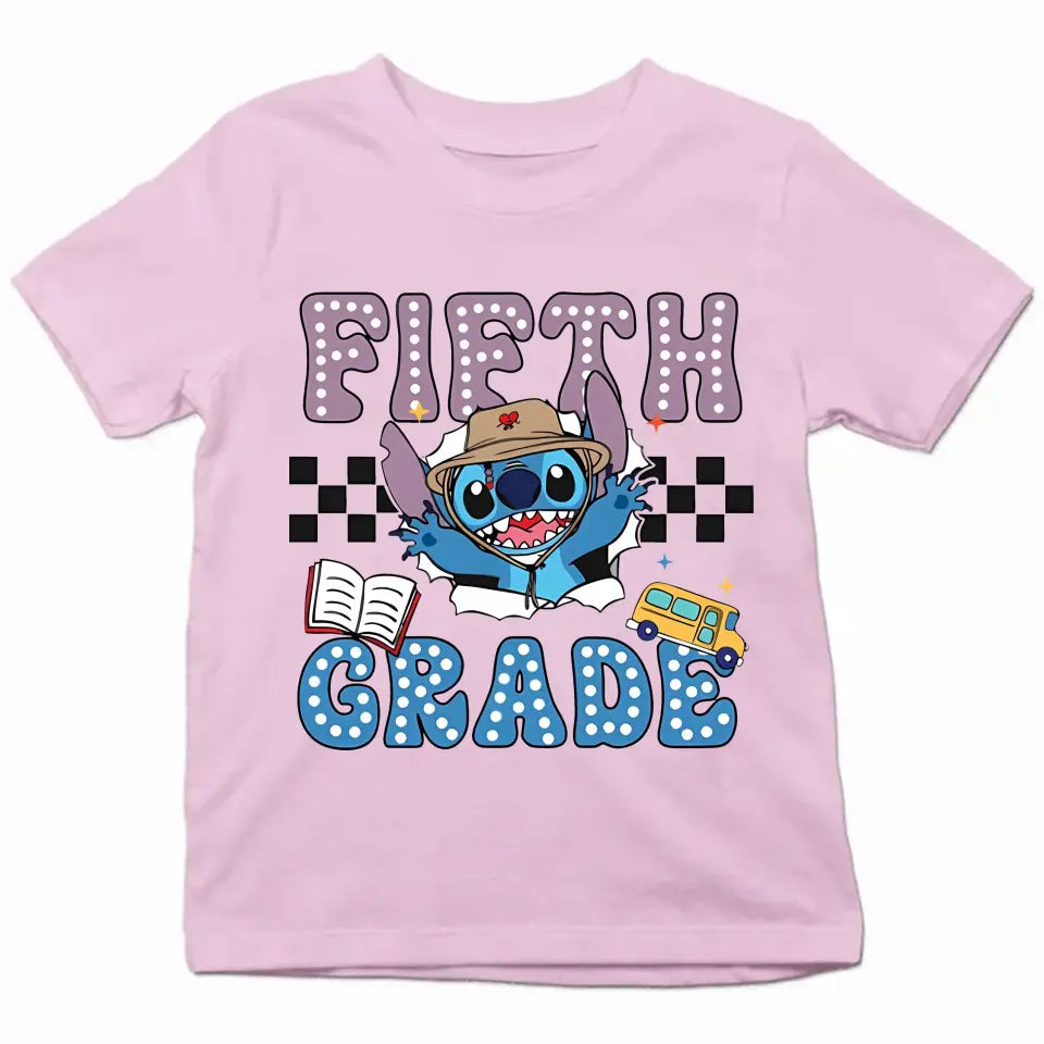 Retro Blue Ailen - Personalized Custom Youth T-shirt - Birthday, Back To School, Kindergarten, First, Second, Third, Fourth, Fifth Grade, Pre-K Gift For Kids