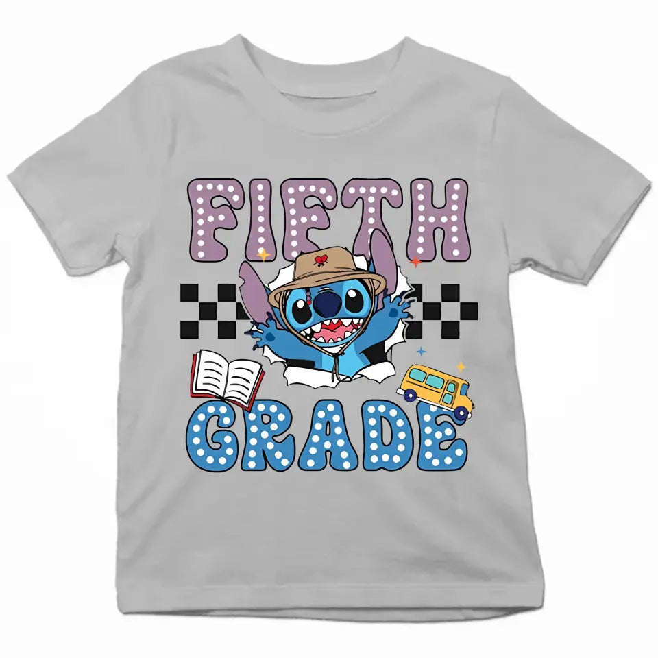 Retro Blue Ailen - Personalized Custom Youth T-shirt - Birthday, Back To School, Kindergarten, First, Second, Third, Fourth, Fifth Grade, Pre-K Gift For Kids