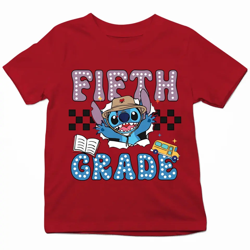 Retro Blue Ailen - Personalized Custom Youth T-shirt - Birthday, Back To School, Kindergarten, First, Second, Third, Fourth, Fifth Grade, Pre-K Gift For Kids