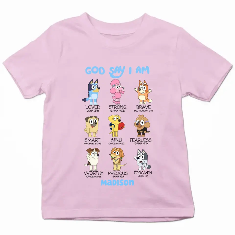 Gods Say I Am - Personalized Custom Youth T-shirt - Birthday, Back To School, Kindergarten, First, Second, Third, Fourth, Fifth Grade, Pre-K Gift For Kids