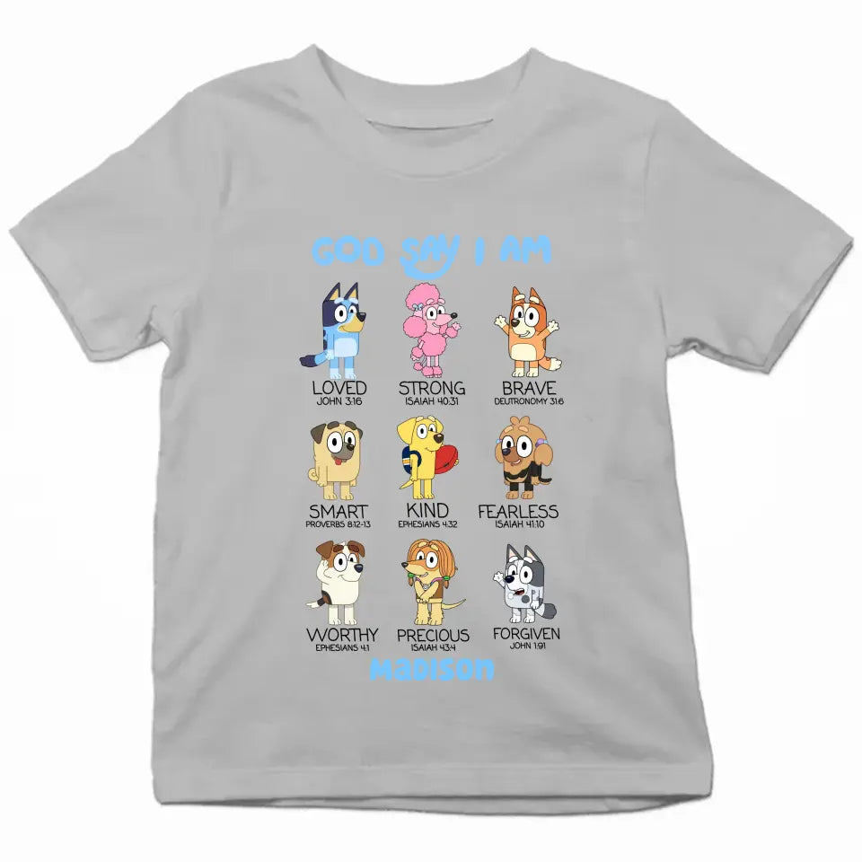 Gods Say I Am - Personalized Custom Youth T-shirt - Birthday, Back To School, Kindergarten, First, Second, Third, Fourth, Fifth Grade, Pre-K Gift For Kids