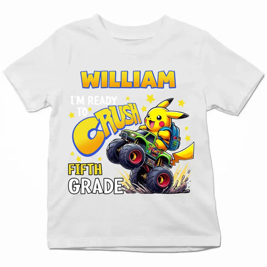 I'm Ready Crush Kinder Garten - Personalized Custom Youth T-shirt - Birthday, Back To School, Kindergarten, First, Second, Third, Fourth, Fifth Grade, Pre-K Gift For Kids