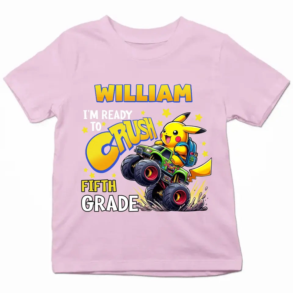 I'm Ready Crush Kinder Garten - Personalized Custom Youth T-shirt - Birthday, Back To School, Kindergarten, First, Second, Third, Fourth, Fifth Grade, Pre-K Gift For Kids