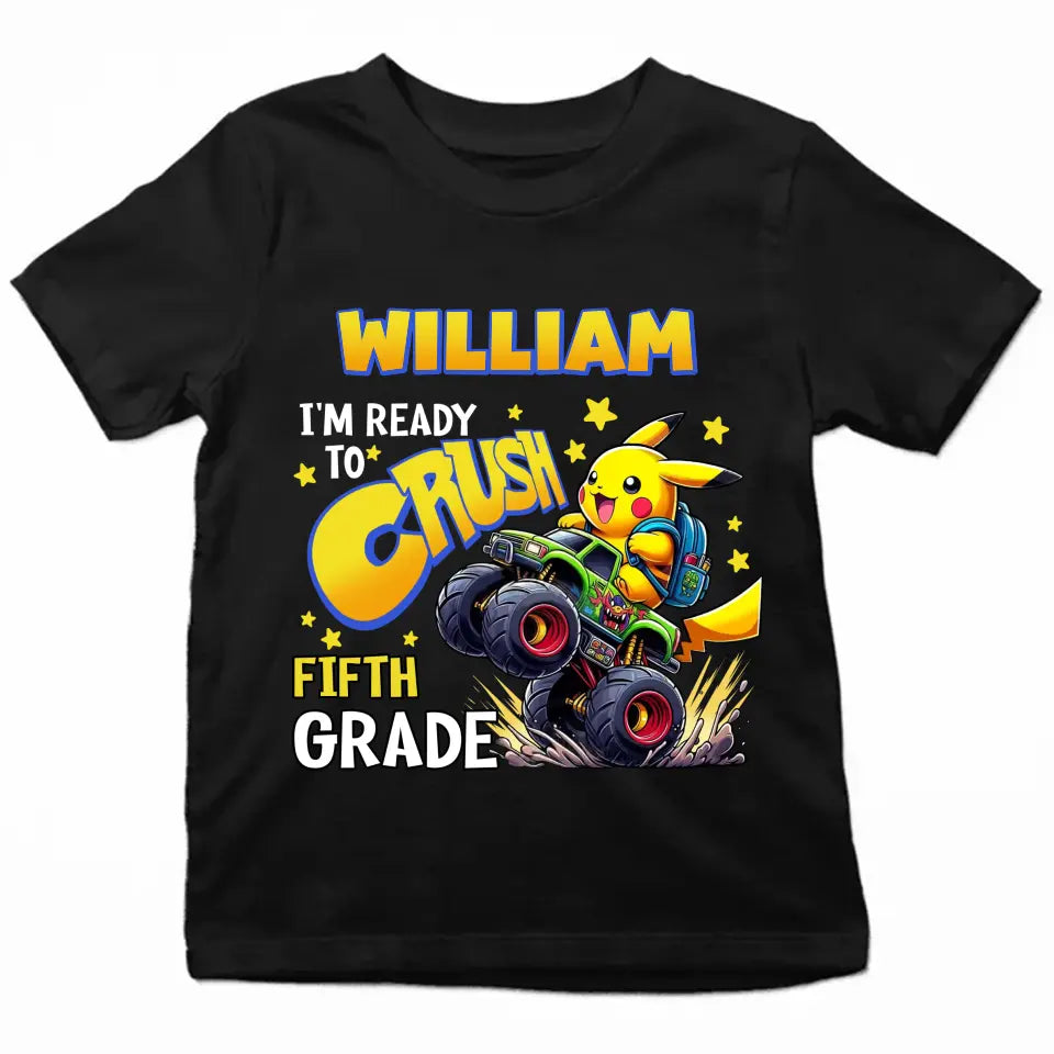 I'm Ready Crush Kinder Garten - Personalized Custom Youth T-shirt - Birthday, Back To School, Kindergarten, First, Second, Third, Fourth, Fifth Grade, Pre-K Gift For Kids