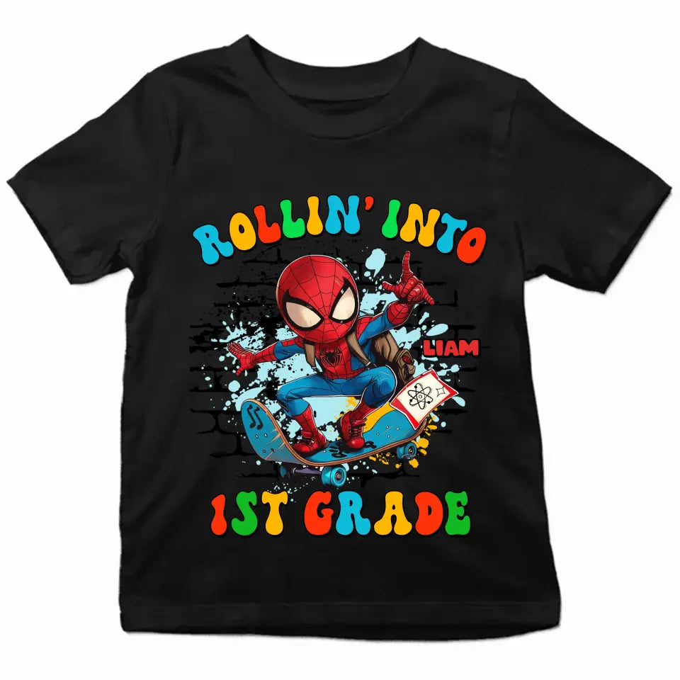 Rolling Into School - Personalized Custom Youth T-shirt - Birthday, Back To School, Kindergarten, First, Second, Third, Fourth, Fifth Grade, Pre-K Gift For Kids