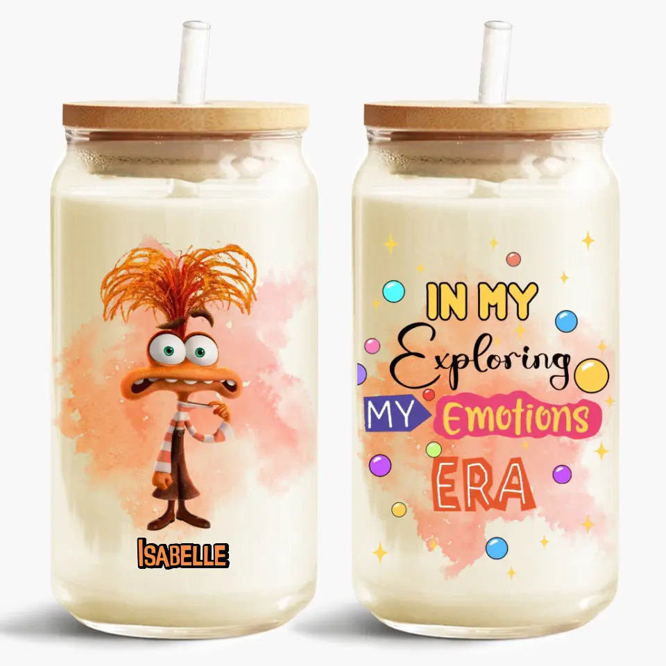 In My Exploring Emotion Era - Personalized Custom Glass Can - Gift For Kids, Friends, Family Member
