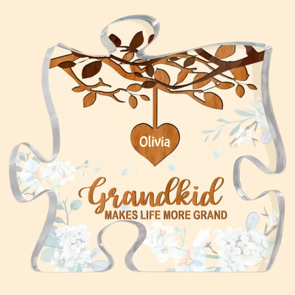 Personalized Puzzle Acrylic Plaque - Gift For Grandma - Grandkids Make Life More Grand