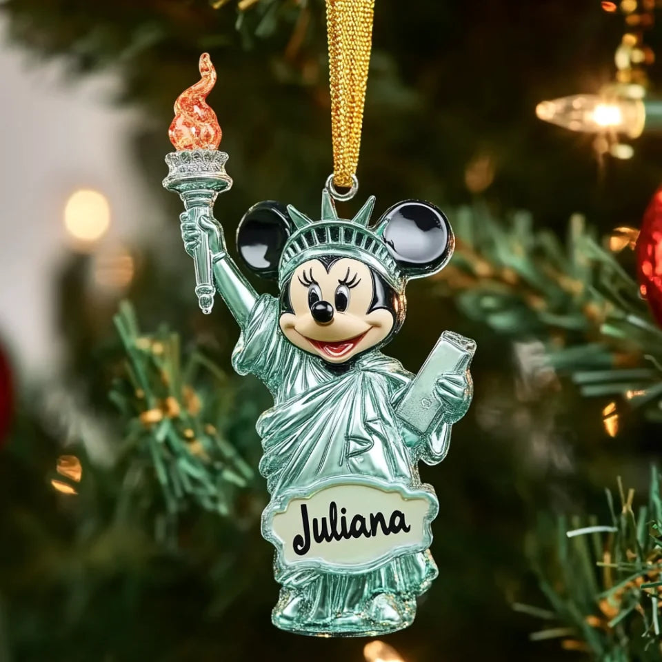 Little Lady Liberty - Personalized Mica Ornament - Gift For Family Members