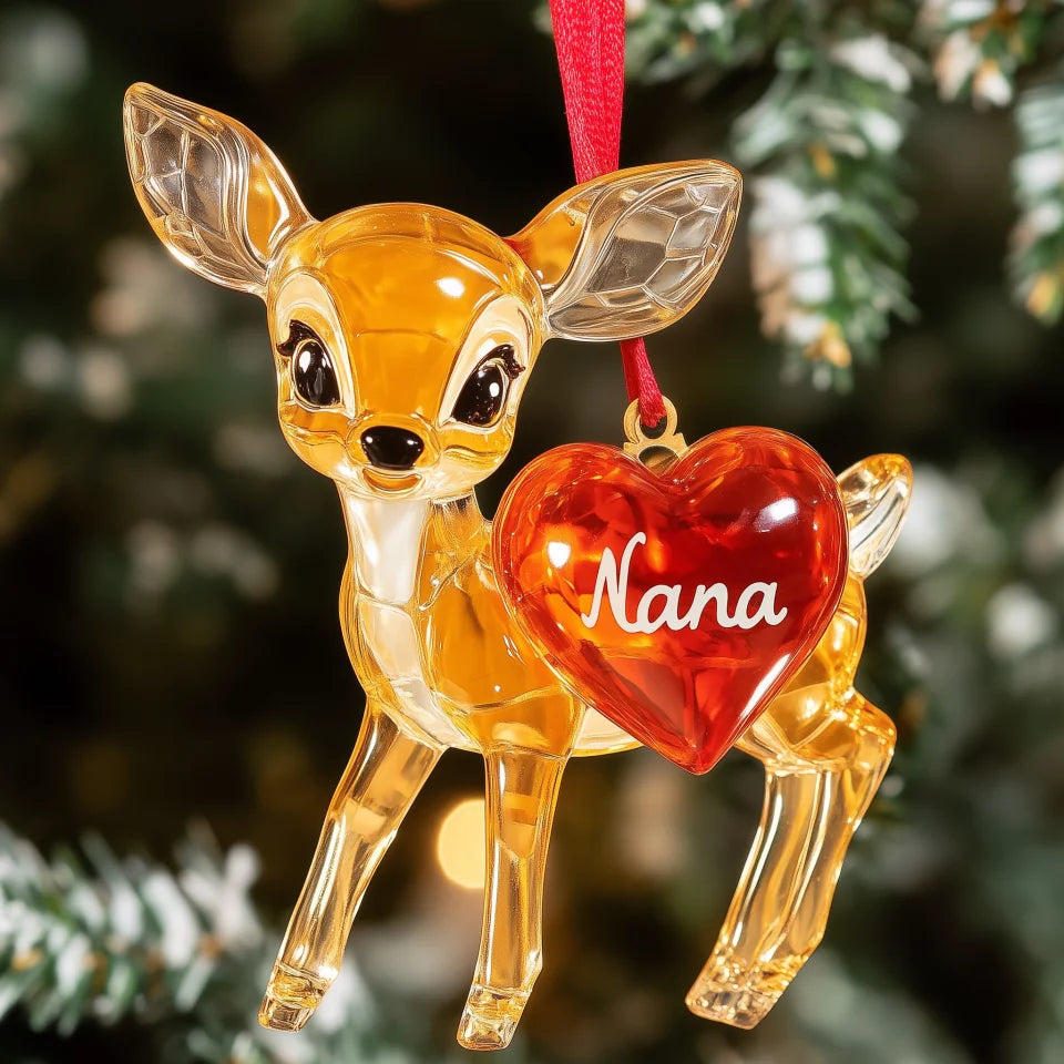 Golden Fawn - Personalized Mica Ornament - Gift For Friends, Family Members