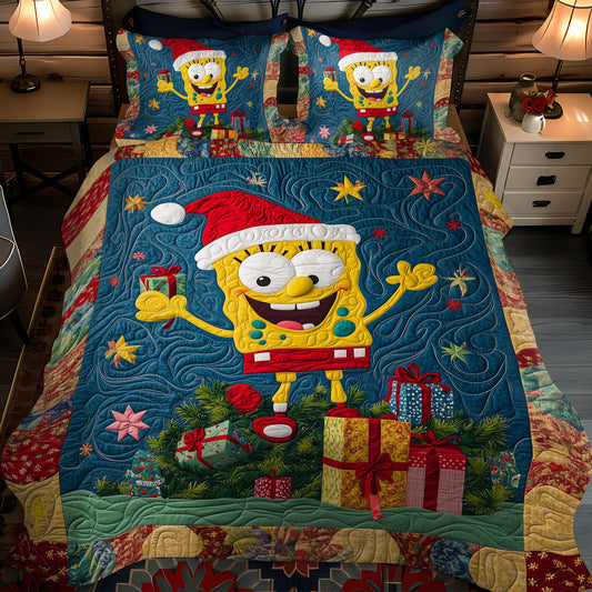 Coral Christmas 3-Piece Quilted Bedding Set NCU0LT108