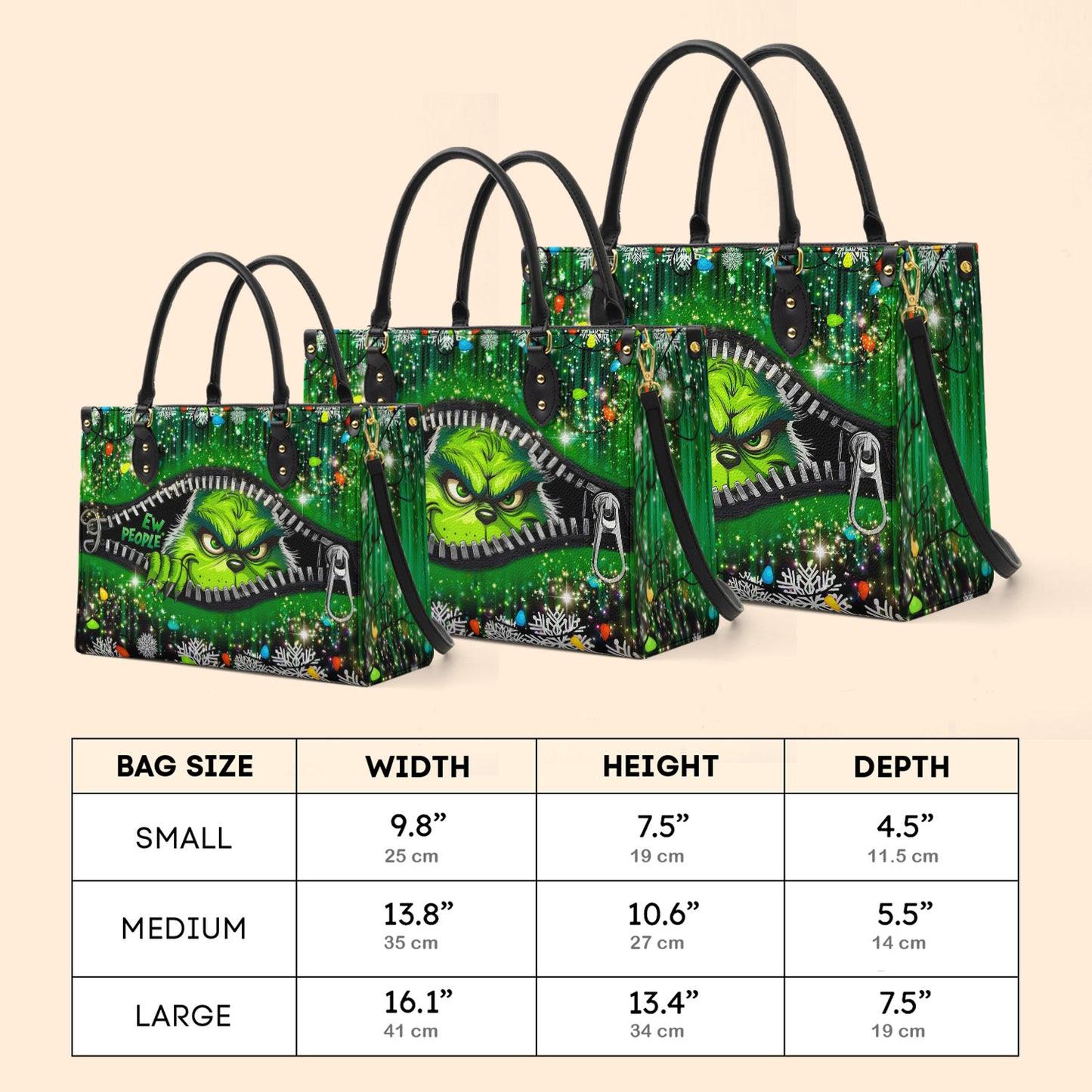 Eww People Christmas Vibe Premium Leather Handbag NCU0TL001