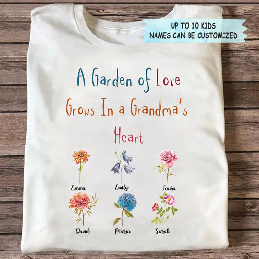 Personalized T-Shirt - Gift For Grandma - Garden Of Love