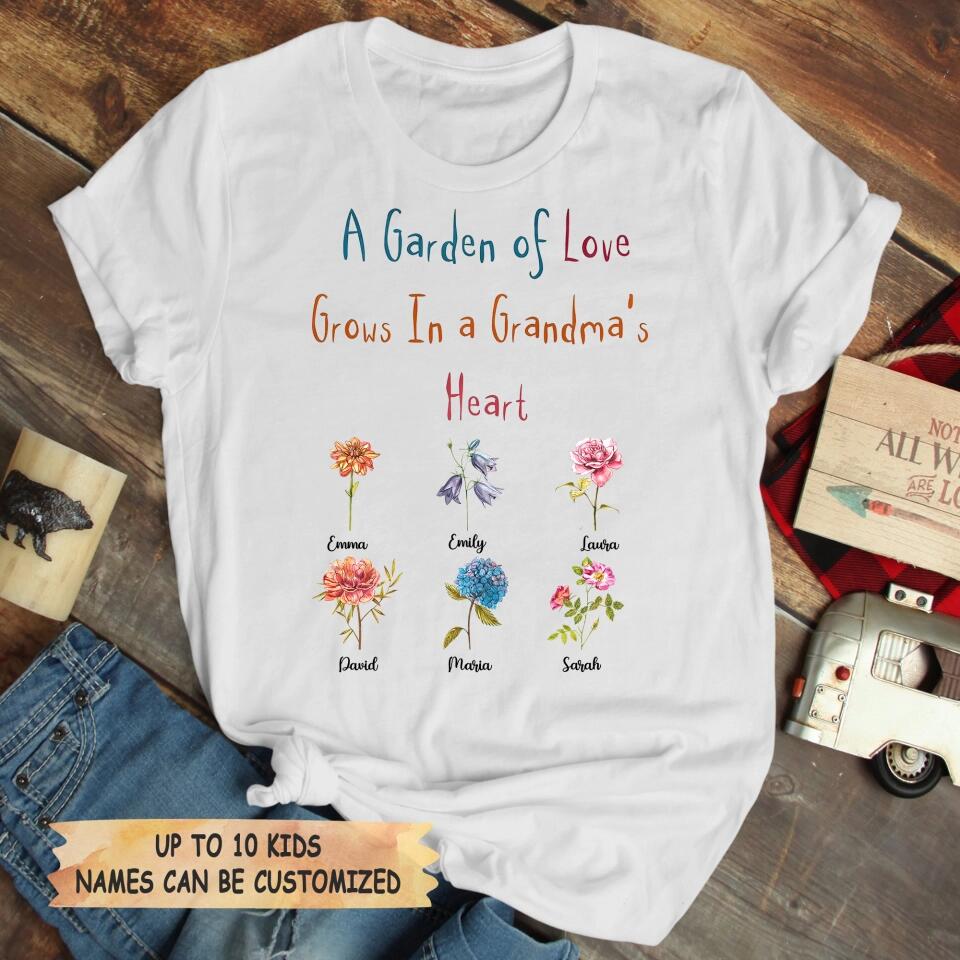 Personalized T-Shirt - Gift For Grandma - Garden Of Love