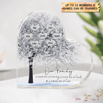 Personalized Heart-Shaped Acrylic Plaque - Gift For Family - Our Family A Little Bit Of Crazy, Loud And Love copy