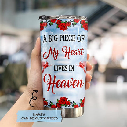 Personalized Tumbler - Gift For Family Members Memorial - A Big Piece Of My Heart Lives In Heaven Cardinal