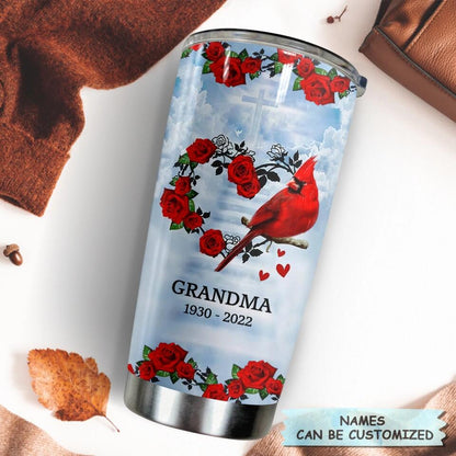 Personalized Tumbler - Gift For Family Members Memorial - A Big Piece Of My Heart Lives In Heaven Cardinal