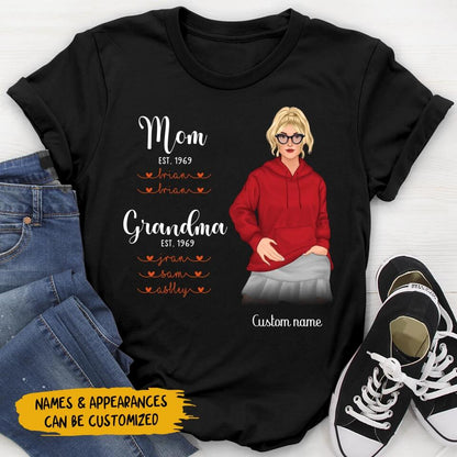 Personalized T-Shirt - Gift For Grandma & Mother - Mom Grandma Est