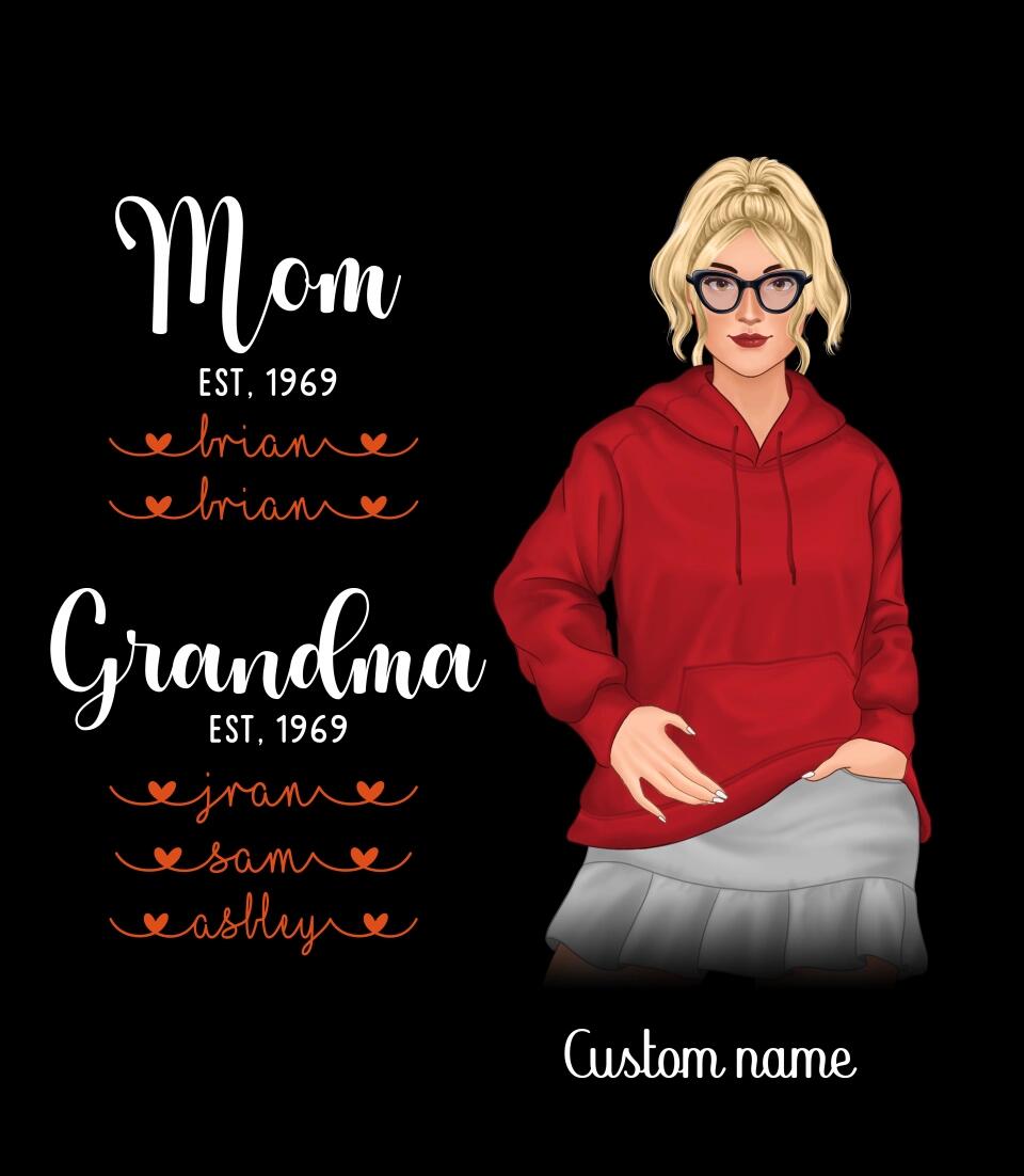 Personalized T-Shirt - Gift For Grandma & Mother - Mom Grandma Est