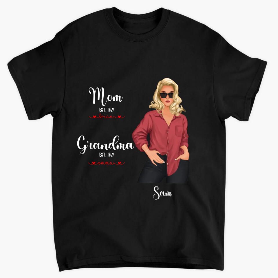 Personalized T-Shirt - Gift For Grandma & Mother - Mom Grandma Est