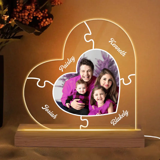 Personalized 3D LED Light Wooden Base - Gift For Family Member - Together We Make A Family