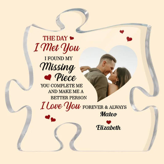 Personalized Puzzle Acrylic Plaque - Gift For Couple - The Day I Met You