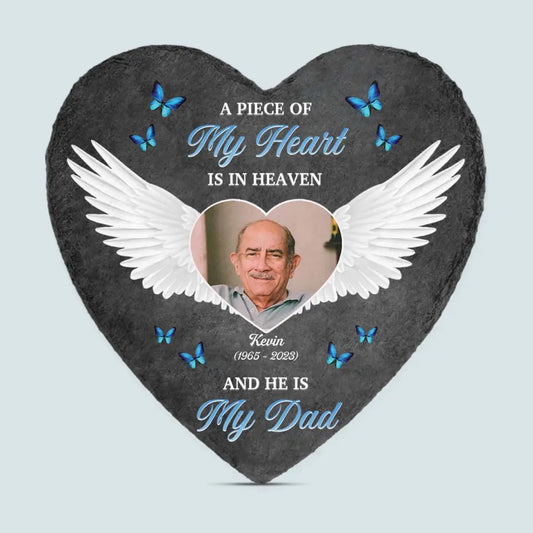 Personalized Heart Garden Stone - A Piece Of My Heart - Memorial Gift, Gift For Mom And Dad WRND010