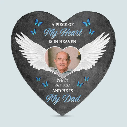 Personalized Heart Garden Stone - A Piece Of My Heart - Memorial Gift, Gift For Mom And Dad WRND010