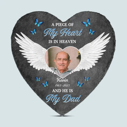 Personalized Heart Garden Stone - A Piece Of My Heart - Memorial Gift, Gift For Mom And Dad WRND010