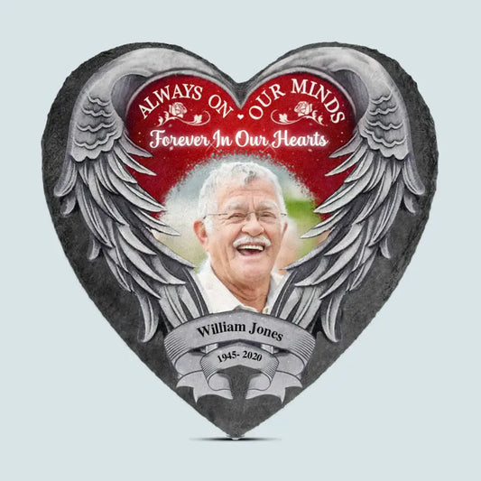 Pesonalized Heart Garden Stone - Always On Our Minds - WRND011