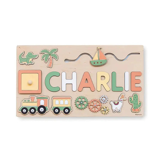 Personalized Puzzle Montessori Busy Board - Sensory Activity Board - Wooden Toys - Special Gifts for Boys and Girls