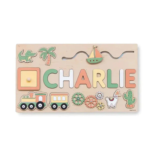 Personalized Puzzle Montessori Busy Board - Sensory Activity Board - Wooden Toys - Special Gifts for Boys and Girls