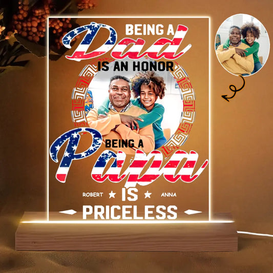Personalize 3D LED Light Night - Being A Dad Is An Honor Being Papa - Gift For Father's Day - Gift For Dad - Gift For Family